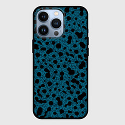Чехол для iPhone 13 Pro Пятнистый паттерн бирюзовый, цвет: 3D-черный