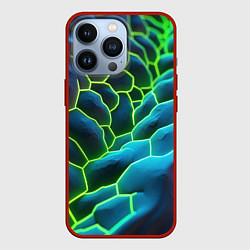 Чехол для iPhone 13 Pro Зеленые текстурные плиты, цвет: 3D-красный