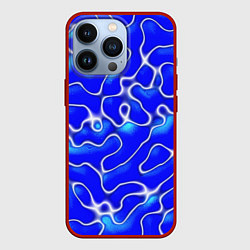 Чехол для iPhone 13 Pro Синий волнистый рисунок, цвет: 3D-красный