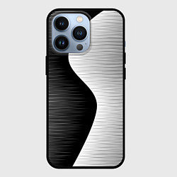 Чехол iPhone 13 Pro Черная белая абстракция зигзаг