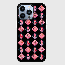 Чехол iPhone 13 Pro Клеточка black pink