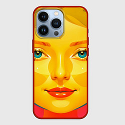 Чехол для iPhone 13 Pro Девушка желтоликая, цвет: 3D-красный