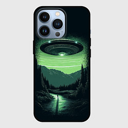 Чехол для iPhone 13 Pro НЛО в лесу, цвет: 3D-черный