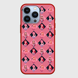 Чехол для iPhone 13 Pro Розовая клеточка black pink, цвет: 3D-красный