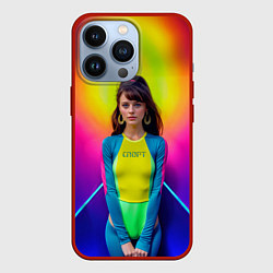 Чехол iPhone 13 Pro Девушка гимнастка в неоновом зале