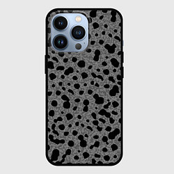 Чехол для iPhone 13 Pro Пятнистый чёрно-серый, цвет: 3D-черный