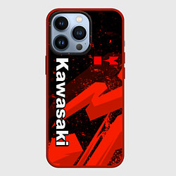 Чехол для iPhone 13 Pro Кавасаки - красные брызги, цвет: 3D-красный