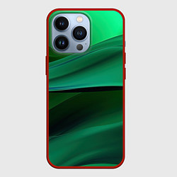 Чехол для iPhone 13 Pro Зеленые абстрактные волны, цвет: 3D-красный