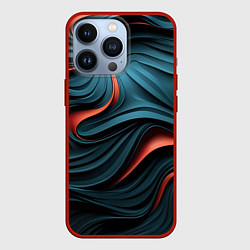 Чехол для iPhone 13 Pro Сине-оранжевая абстрактная волна, цвет: 3D-красный