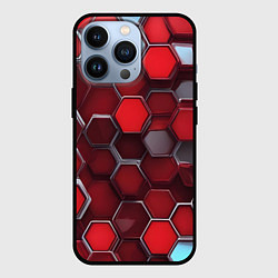 Чехол iPhone 13 Pro Cyber hexagon red