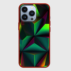 Чехол для iPhone 13 Pro Зеленый калейдоскоп абстракция, цвет: 3D-красный