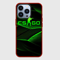 Чехол iPhone 13 Pro CSGO green abstract lines