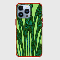 Чехол для iPhone 13 Pro Зеленый растительный мотив, цвет: 3D-красный