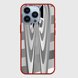 Чехол для iPhone 13 Pro Серая геометрия, цвет: 3D-красный