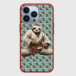 Чехол для iPhone 13 Pro Кунг-фу ленивец, цвет: 3D-красный