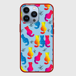 Чехол для iPhone 13 Pro Коты звездные и веточки, цвет: 3D-красный