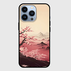 Чехол для iPhone 13 Pro Сакура в горах, цвет: 3D-черный