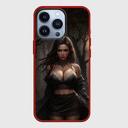 Чехол для iPhone 13 Pro Девушка в ночном лесу, цвет: 3D-красный