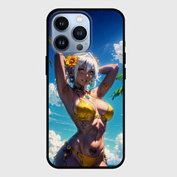 Чехол для iPhone 13 Pro Девушка в желтом купальнике, цвет: 3D-черный