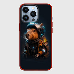 Чехол для iPhone 13 Pro Cool capybara - cyberpunk - neural network, цвет: 3D-красный