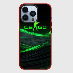 Чехол для iPhone 13 Pro CSGO neon green logo, цвет: 3D-красный