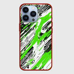 Чехол для iPhone 13 Pro Спонтанные брызги зелёные, цвет: 3D-красный