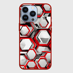 Чехол iPhone 13 Pro Кибер Hexagon Красный