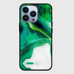 Чехол iPhone 13 Pro Жидкий изумруд в стиле арт