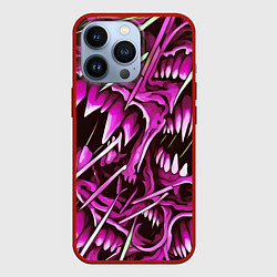 Чехол для iPhone 13 Pro Розовые кислотные клыки, цвет: 3D-красный