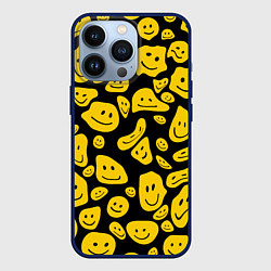 Чехол iPhone 13 Pro Расплывающиеся смайлы на черном