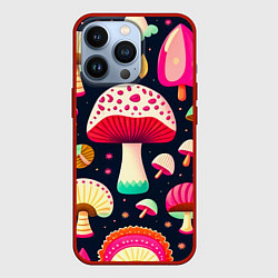 Чехол iPhone 13 Pro Грибы рисованные узор