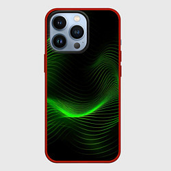 Чехол iPhone 13 Pro Зеленая абстракция на черном фоне