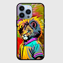 Чехол для iPhone 13 Pro Funny lion cub - pop art, цвет: 3D-черный