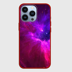 Чехол для iPhone 13 Pro Бескрайнее космическое пространство - галактика, цвет: 3D-красный