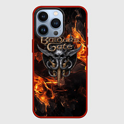 Чехол iPhone 13 Pro Baldurs Gate 3 fire logo