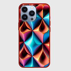 Чехол для iPhone 13 Pro Разноцветные объёмные ромбы узор, цвет: 3D-красный