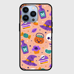 Чехол iPhone 13 Pro Halloween skulls pattern