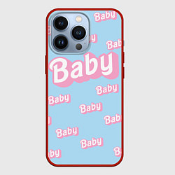 Чехол для iPhone 13 Pro Baby - Barbie style: blue pattern, цвет: 3D-красный