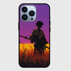 Чехол iPhone 13 Pro Самурай на закате - фиолетовый