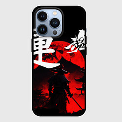 Чехол для iPhone 13 Pro Японский самурай и красная луна, цвет: 3D-черный
