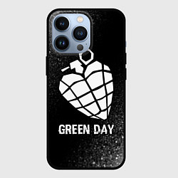 Чехол для iPhone 13 Pro Green Day glitch на темном фоне, цвет: 3D-черный