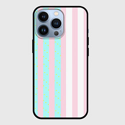 Чехол iPhone 13 Pro Полоска Барби и Кена - сплит: нежно-мытный и розов