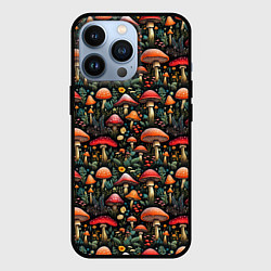 Чехол iPhone 13 Pro Сказочные грибы мухоморы паттерн