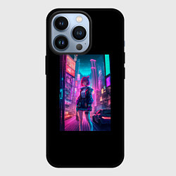 Чехол iPhone 13 Pro Девушка киберпанк в городе