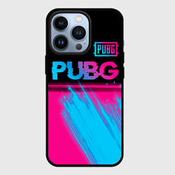 Чехол iPhone 13 Pro PUBG - neon gradient: символ сверху