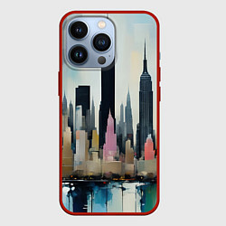 Чехол для iPhone 13 Pro Нью-Йорк холст масло - нейросеть, цвет: 3D-красный