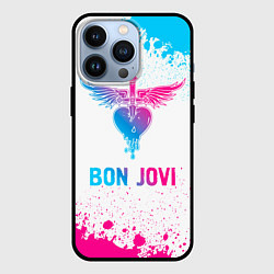 Чехол iPhone 13 Pro Bon Jovi neon gradient style