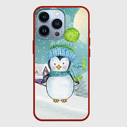Чехол iPhone 13 Pro Новогодний пингвин