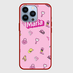 Чехол для iPhone 13 Pro Имя Мария в стиле барби - розовый паттерн аксессуа, цвет: 3D-красный