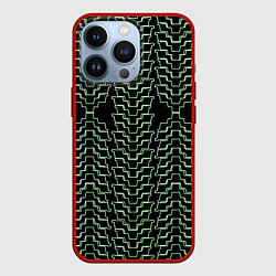Чехол для iPhone 13 Pro Неоновая кибер-кольчуга зелёная, цвет: 3D-красный